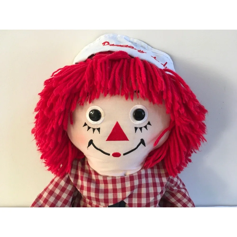 Hasbro Cloth Raggedy-Style Doll with Red Yarn Hair and Blue Pants